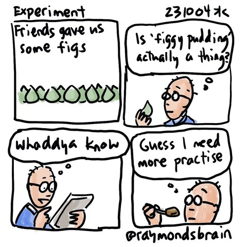 Figs; thinking about figs; checking iPad; tasting result