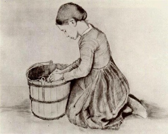 Girl Kneeling in Front of a Bucket, 1881 by Vincent van Gogh
