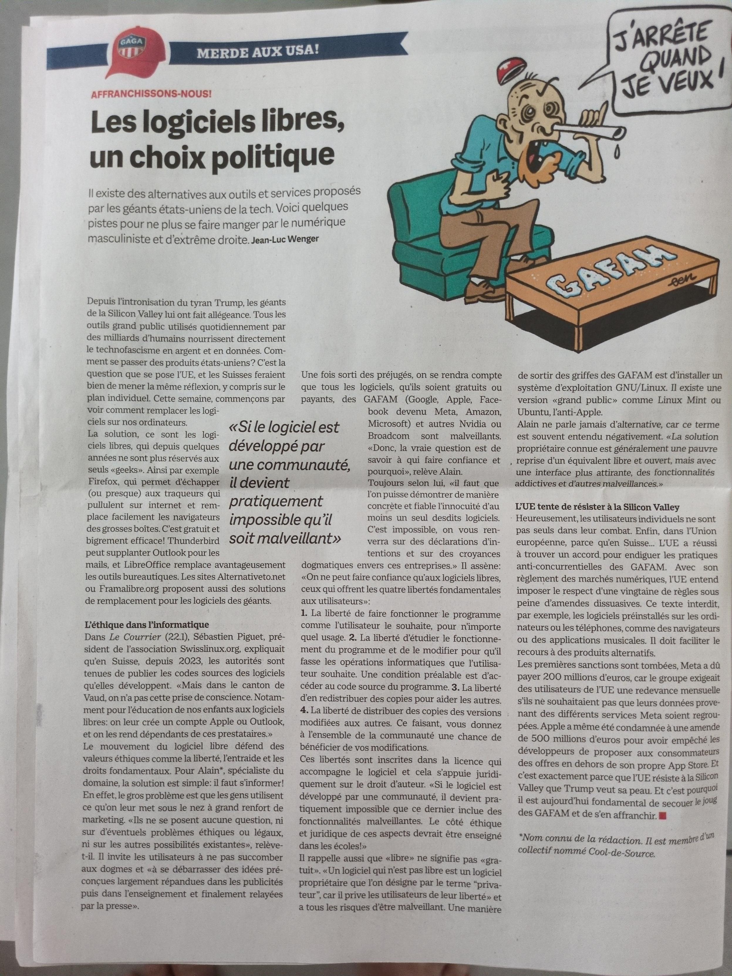 Article vigousse sur le logiciel libre