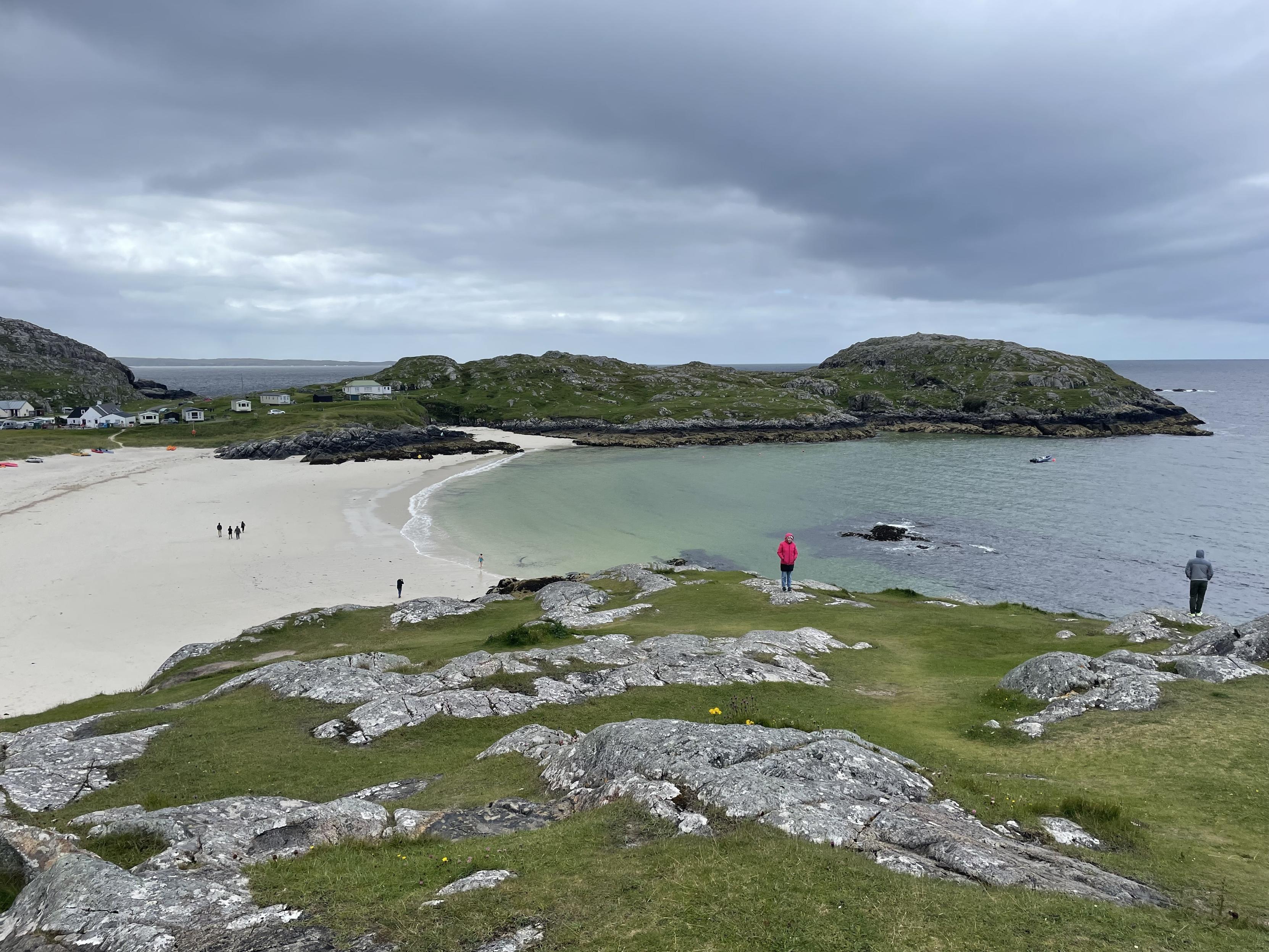beach, rocks, grey-blue sky